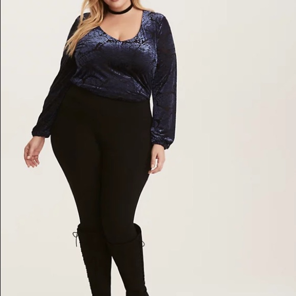 Torrid SWIRLING VELVET PRINT BLOUSON SLEEVE BLOUSE